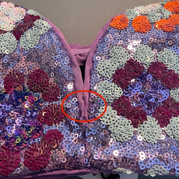 Nasty Gal Bandeau Top Size 14 Purple Sequin Sweetheart Strapless NWT - Picture 6 of 9